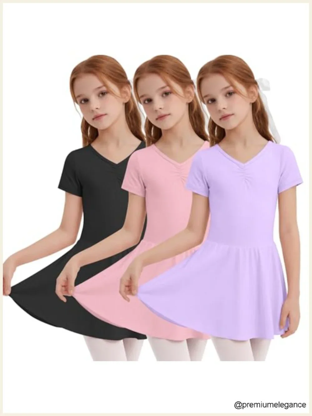Girls Ballet Leotards Short Sleeve V Neck Dance Dress Toddler Classical Soft